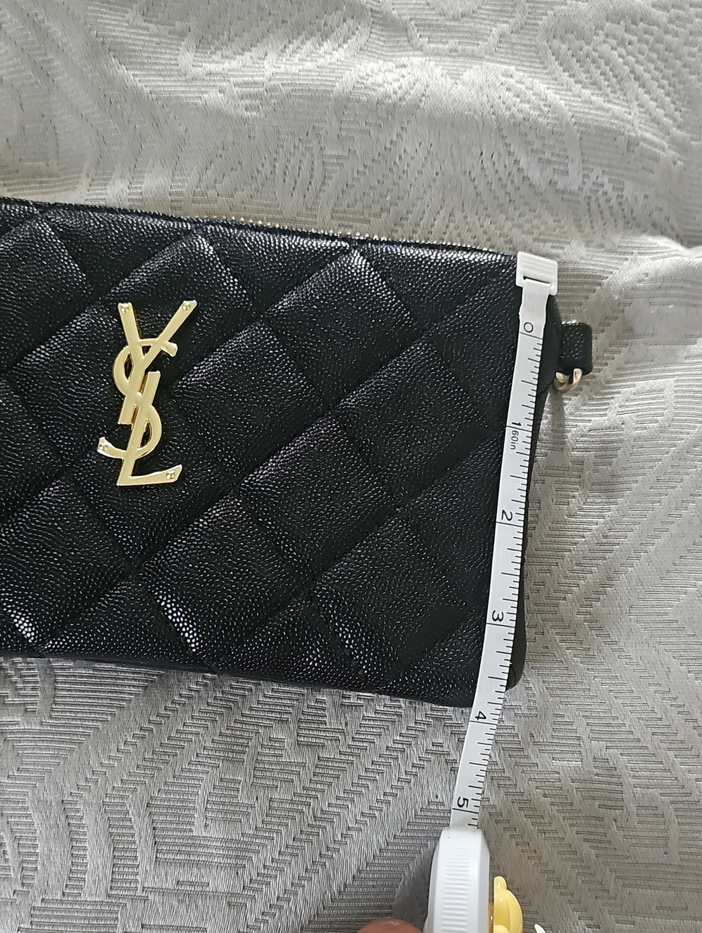 Black Quilted Leather Crossbody with Gold Emblem - Picture 8 of 10